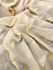 Yellow Striped Organic Cotton Fabric By The Meter, Crinkle Fabric With Pin Stripes.