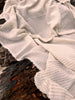 Gray Striped Neutral Organic Cotton Fabric By The Meter, Crinkle Fabric.
