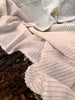 Gray Striped Neutral Organic Cotton Fabric By The Meter, Crinkle Fabric.