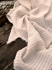 Gray Striped Neutral Organic Cotton Fabric By The Meter, Crinkle Fabric.