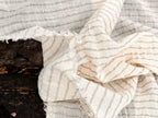Gray Striped Neutral Organic Cotton Fabric By The Meter, Crinkle Fabric.