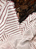 Dark Red Striped Neutral Organic Cotton Fabric By The Meter.