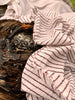 Dark Red Striped Neutral Organic Cotton Fabric By The Meter.