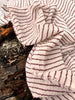 Dark Red Striped Neutral Organic Cotton Fabric By The Meter.