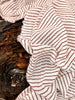 Dark Red Striped Neutral Organic Cotton Fabric By The Meter.
