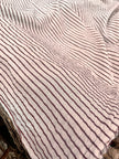 Dark Red Striped Neutral Organic Cotton Fabric By The Meter.