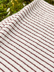 Dark Red Striped Neutral Organic Cotton Fabric By The Meter.