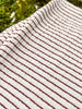 Dark Red Striped Neutral Organic Cotton Fabric By The Meter.