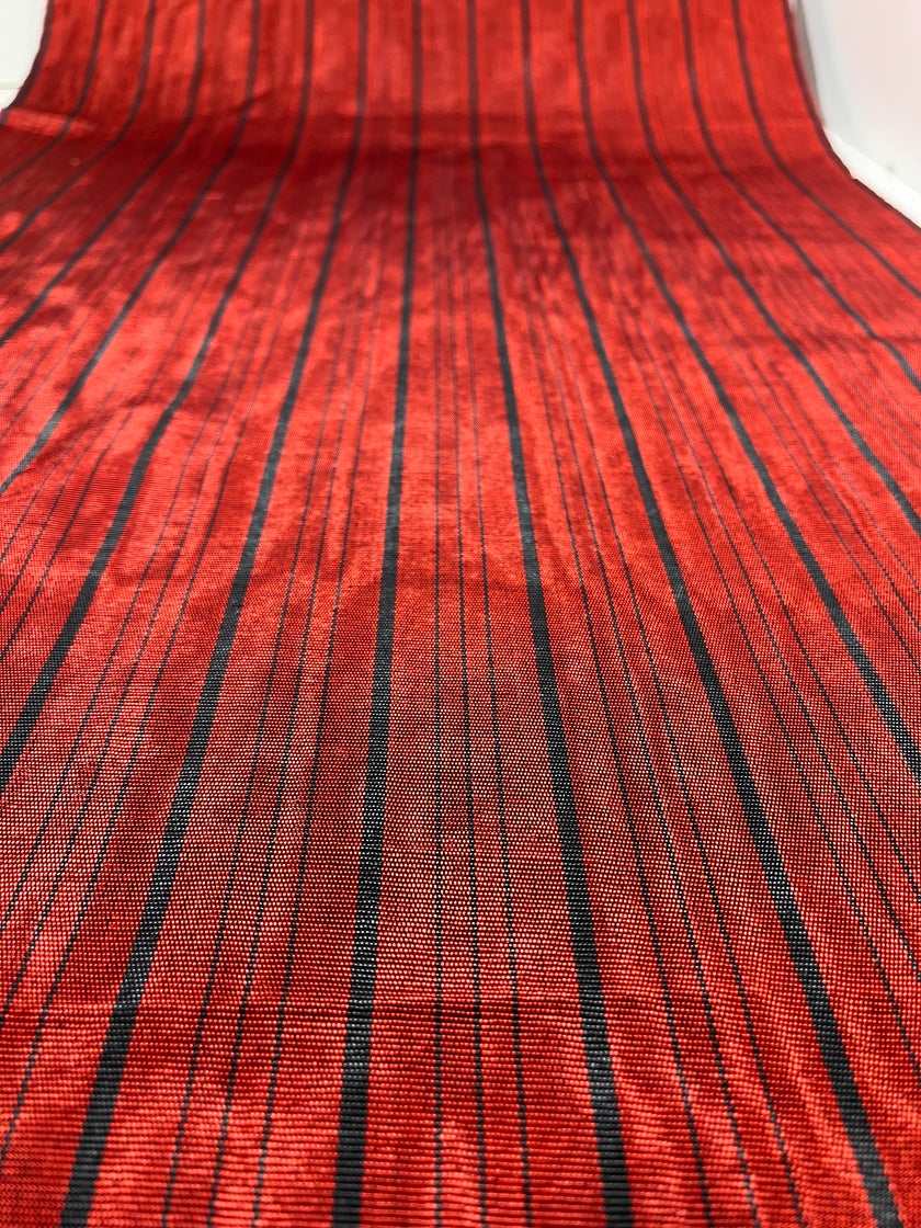 Kırmızı Siyah Çizgili Lüks İpek Döşeme Osmanlı Başlık, Ev Tekstili İç Mekan Kumaşları: Yastık Kılıfları, Kimono Esintili Tasarımlar, Filigran Desenleri.