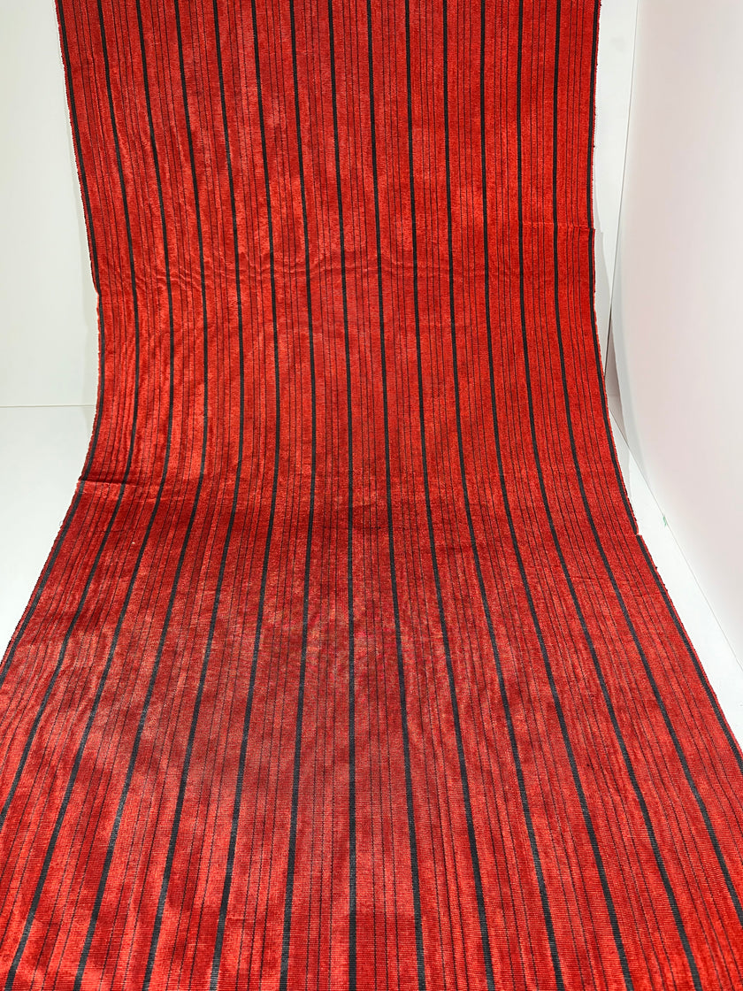 Kırmızı Siyah Çizgili Lüks İpek Döşeme Osmanlı Başlık, Ev Tekstili İç Mekan Kumaşları: Yastık Kılıfları, Kimono Esintili Tasarımlar, Filigran Desenleri.