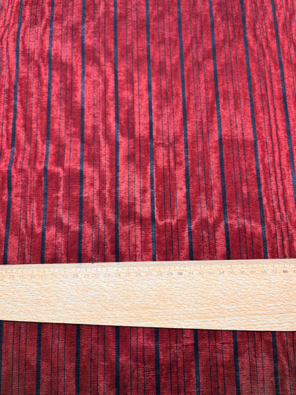 Red Black Silk Fabric, Moire Silk Fabric, Silk By The Yard. Watermark Pattern.