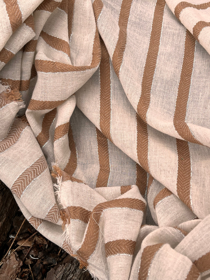 Balıksırtı Çizgili Nötr Organik Pamuklu Çift Yüzlü Kumaş Metre Fiyatı, Çizgili Doğal Kumaş, Geniş En.