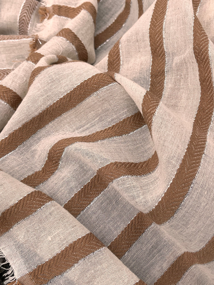 Balıksırtı Çizgili Nötr Organik Pamuklu Çift Yüzlü Kumaş Metre Fiyatı, Çizgili Doğal Kumaş, Geniş En.