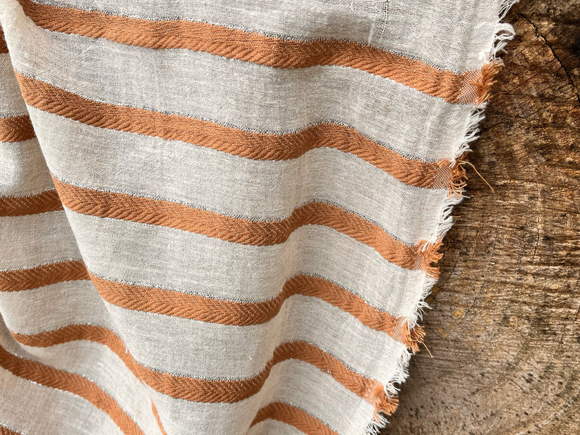 Balıksırtı Çizgili Nötr Organik Pamuklu Çift Yüzlü Kumaş Metre Fiyatı, Çizgili Doğal Kumaş, Geniş En.