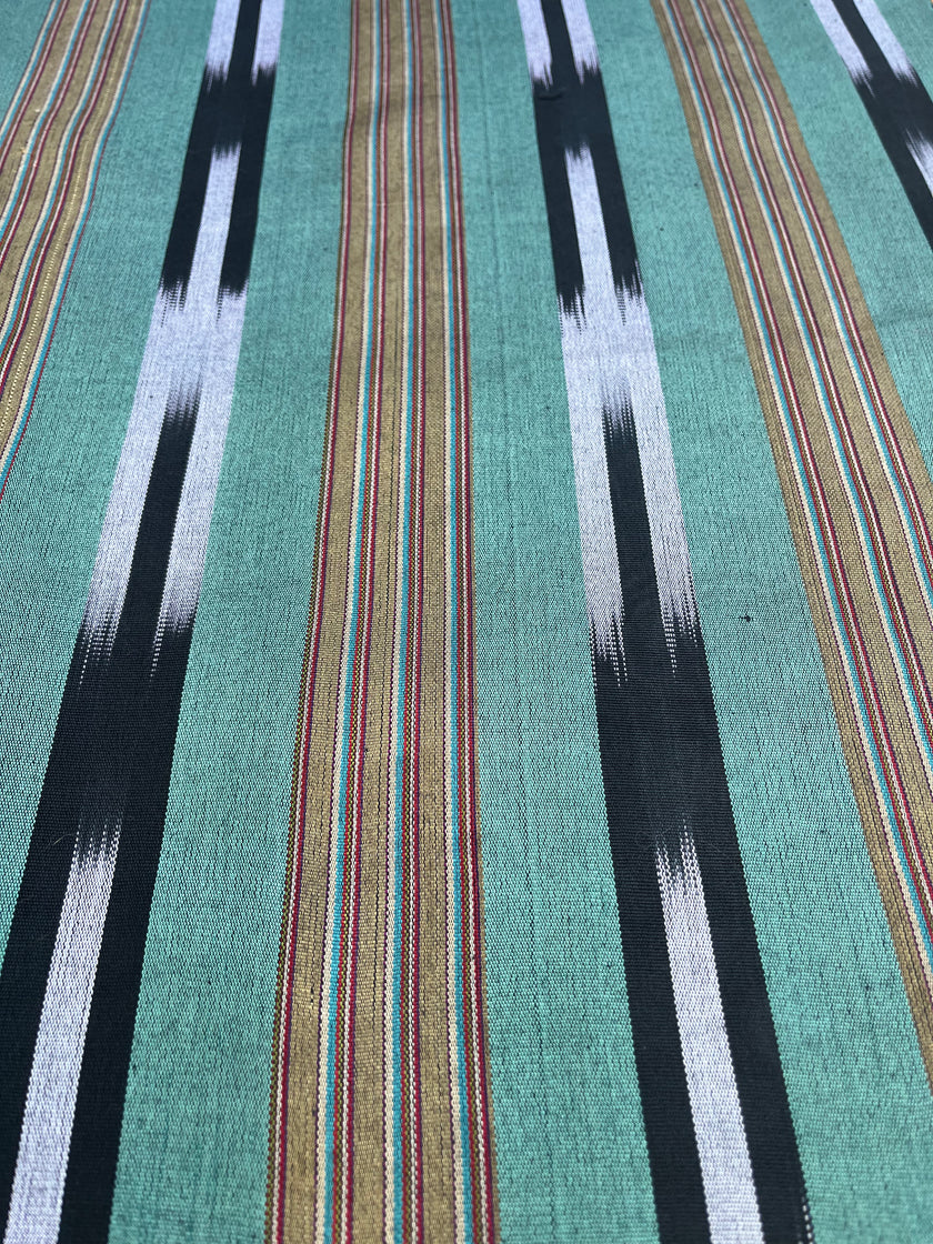 Green Ikat Striped Luxurious Silk Upholstery Home Textile Interior Fabrics.