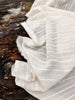 White Pin Striped Neutral Organic Cotton Fabric By The Meter.