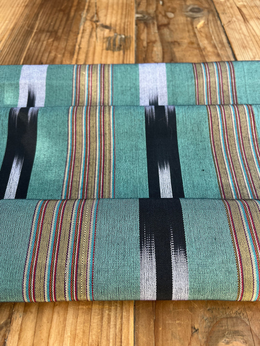 Green Ikat Striped Luxurious Silk Upholstery Home Textile Interior Fabrics.