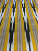 Yellow Ikat Striped Luxurious Silk Upholstery For Ottoman Headboard, Home Textile Interior Fabrics: Pillow Covers, Kimono-inspired Designs.