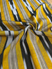 Yellow Ikat Striped Luxurious Silk Upholstery For Ottoman Headboard, Home Textile Interior Fabrics: Pillow Covers, Kimono-inspired Designs.