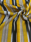 Yellow Ikat Striped Luxurious Silk Upholstery For Ottoman Headboard, Home Textile Interior Fabrics: Pillow Covers, Kimono-inspired Designs.