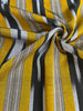 Yellow Ikat Striped Luxurious Silk Upholstery For Ottoman Headboard, Home Textile Interior Fabrics: Pillow Covers, Kimono-inspired Designs.