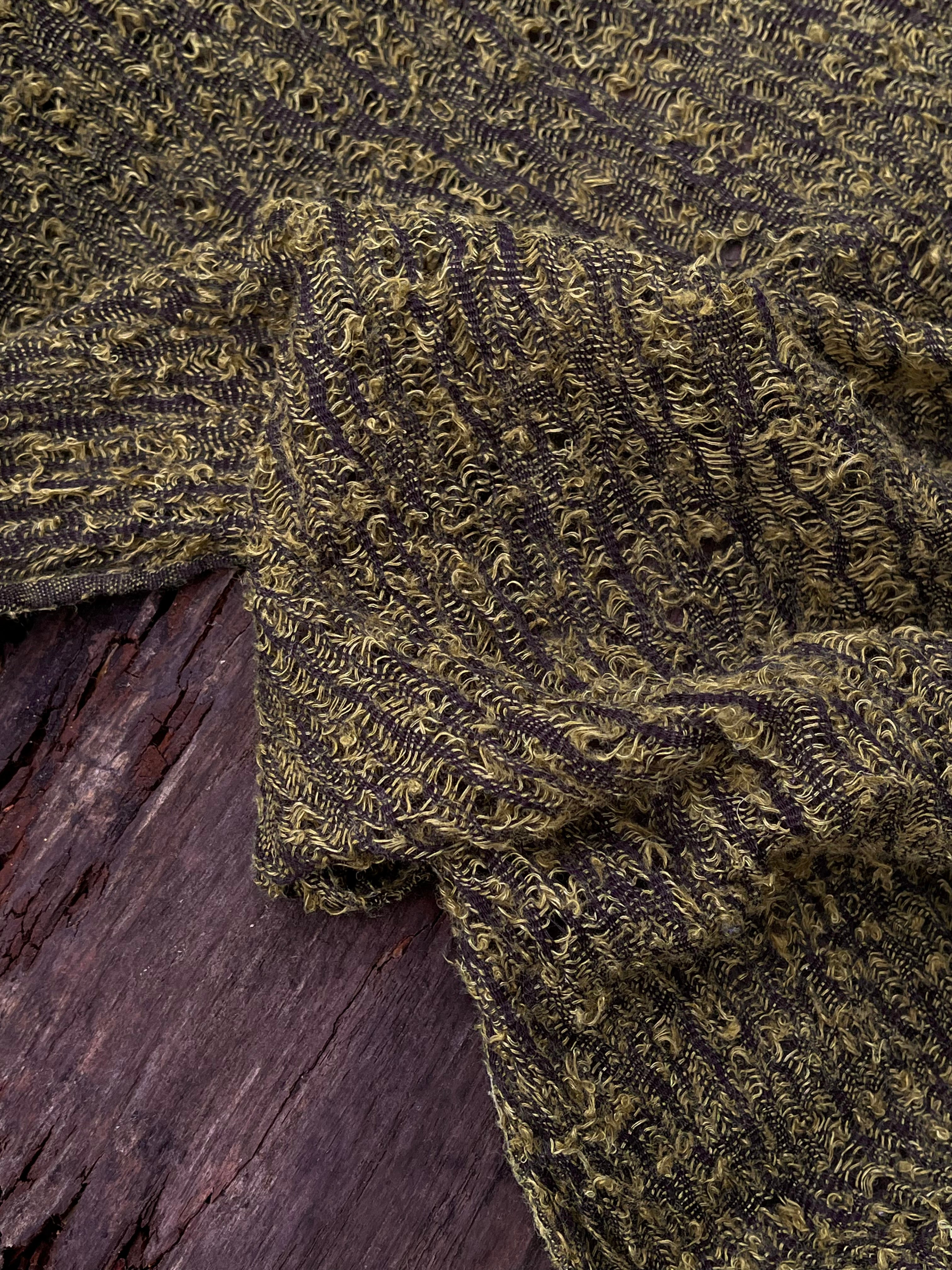 Green Linen Fabric By The Yard Textured Handloom Semi-Sheer Natural Fabrics.