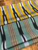 Yellow Ikat Striped Luxurious Silk Upholstery For Ottoman Headboard, Home Textile Interior Fabrics: Pillow Covers, Kimono-inspired Designs.