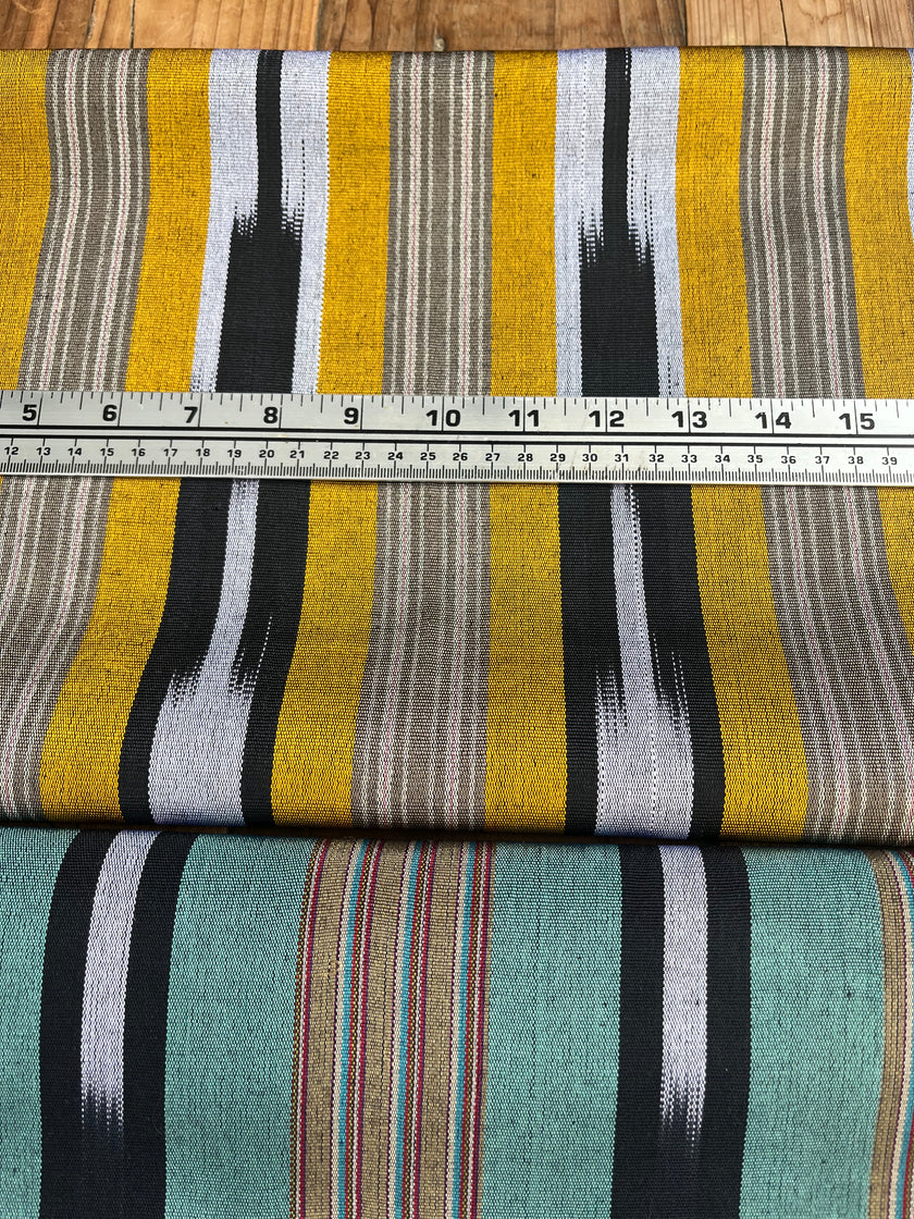 Osmanlı Başlıklı Yeşil İkat Çizgili Lüks İpek Döşeme, Ev Tekstili İç Mekan Kumaşları: Yastık Kılıfları, Kimono Esintili Tasarımlar, Filigran Desenleri.