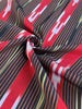 Red Black Ikat Striped Luxurious Silk Upholstery Fabric
