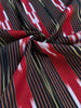 Red Black Ikat Striped Luxurious Silk Upholstery Fabric