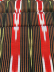 Red Black Ikat Striped Luxurious Silk Upholstery Fabric