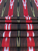 Red Black Ikat Striped Luxurious Silk Upholstery Fabric