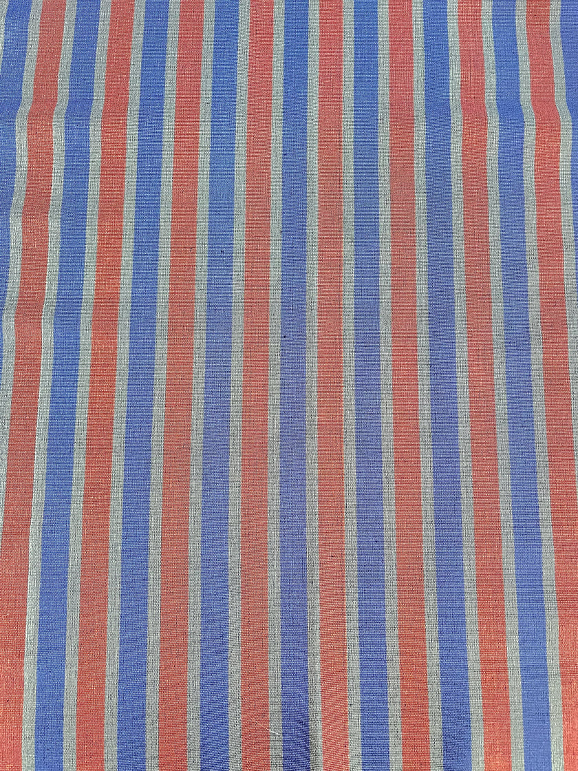 Kahverengi - Siyah - Ekru Çizgili İpek Kumaş, Metre ile Osmanlı Kutnu Kumaş.