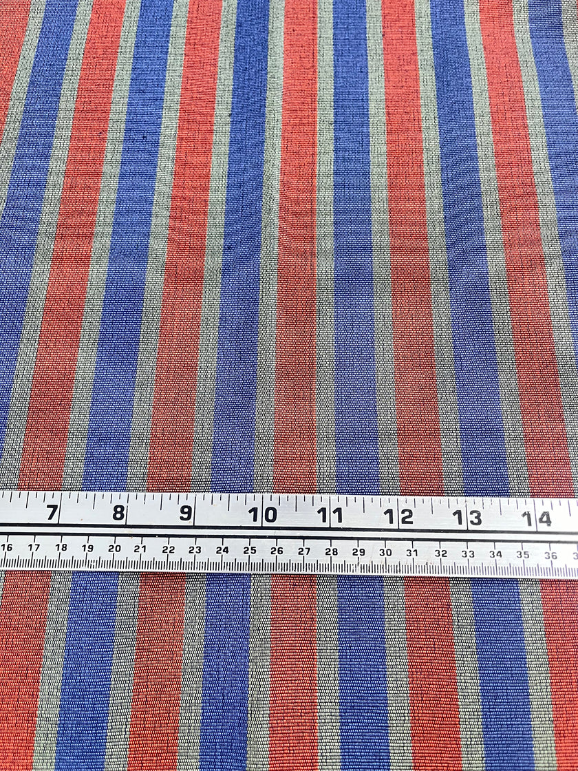 Kahverengi - Siyah - Ekru Çizgili İpek Kumaş, Metre ile Osmanlı Kutnu Kumaş.