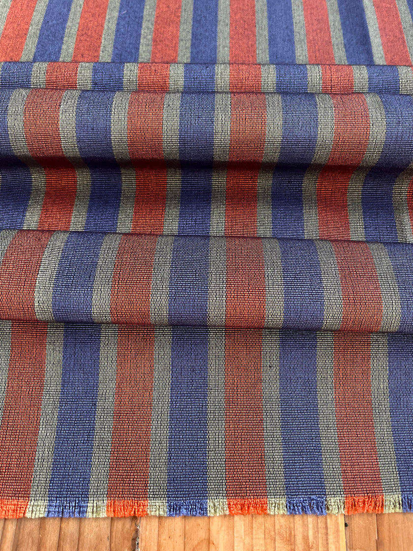 Kahverengi - Siyah - Ekru Çizgili İpek Kumaş, Metre ile Osmanlı Kutnu Kumaş.