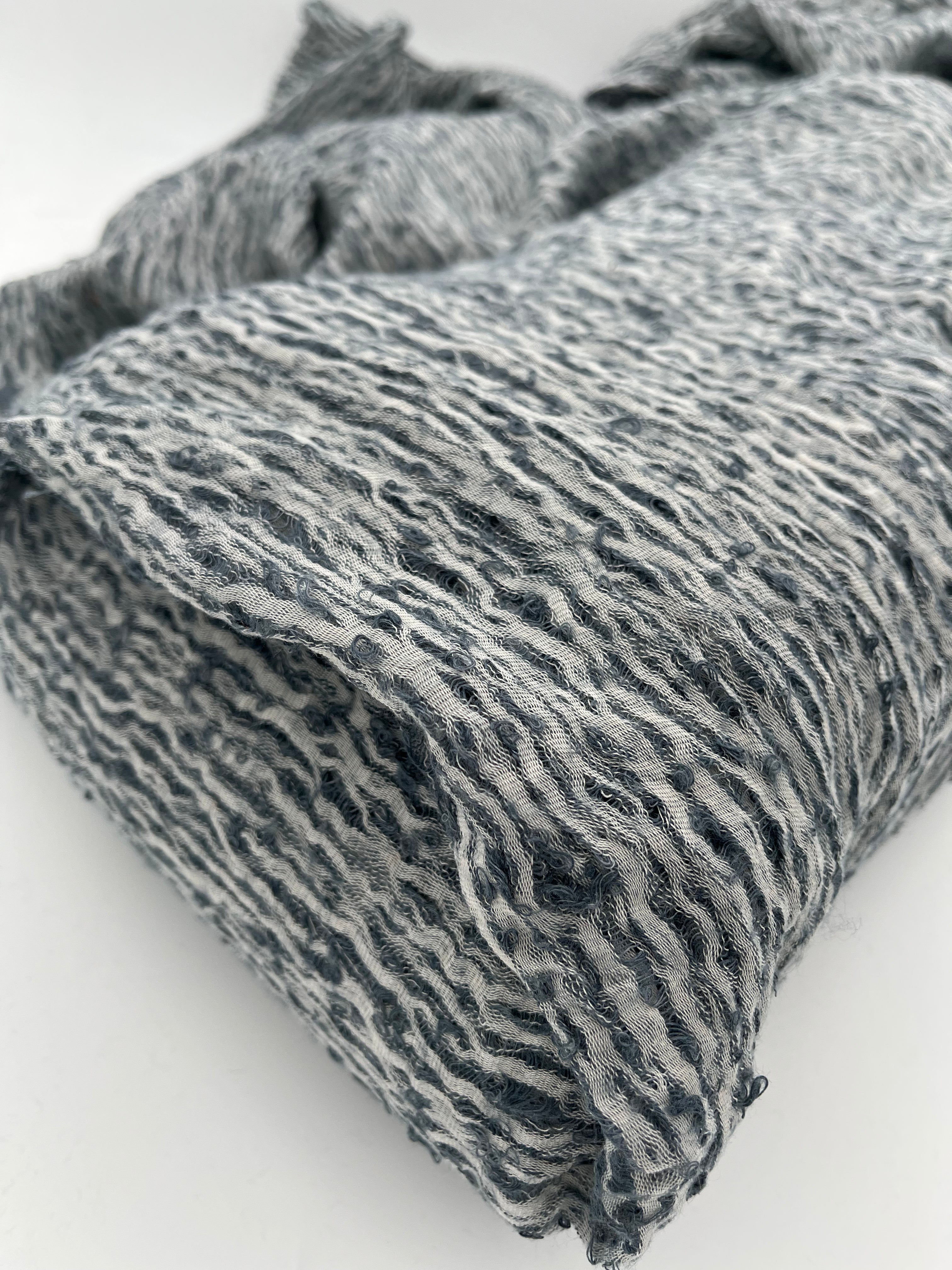 Bluish Gray Linen Fabric By The Yard Textured Handloom Semi-Sheer Natural Fabrics.