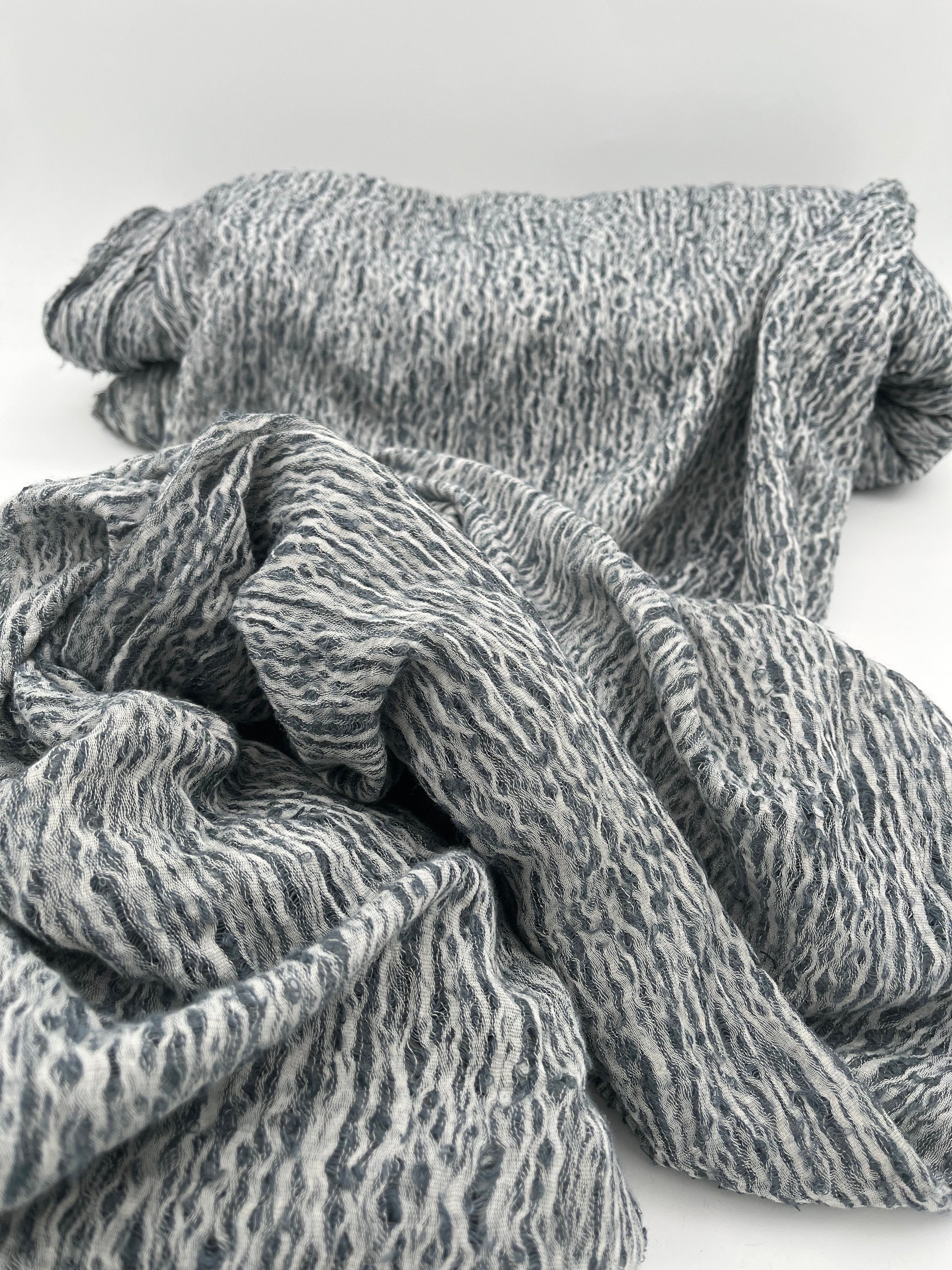 Bluish Gray Linen Fabric By The Yard Textured Handloom Semi-Sheer Natural Fabrics.