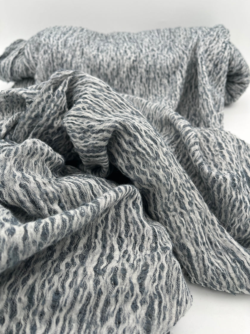 Metre Kare Mavi Gri Keten Kumaş, Organik Pamuklu Kumaş, Dokulu El Dokuma Yarı Şeffaf Doğal Kumaşlar.