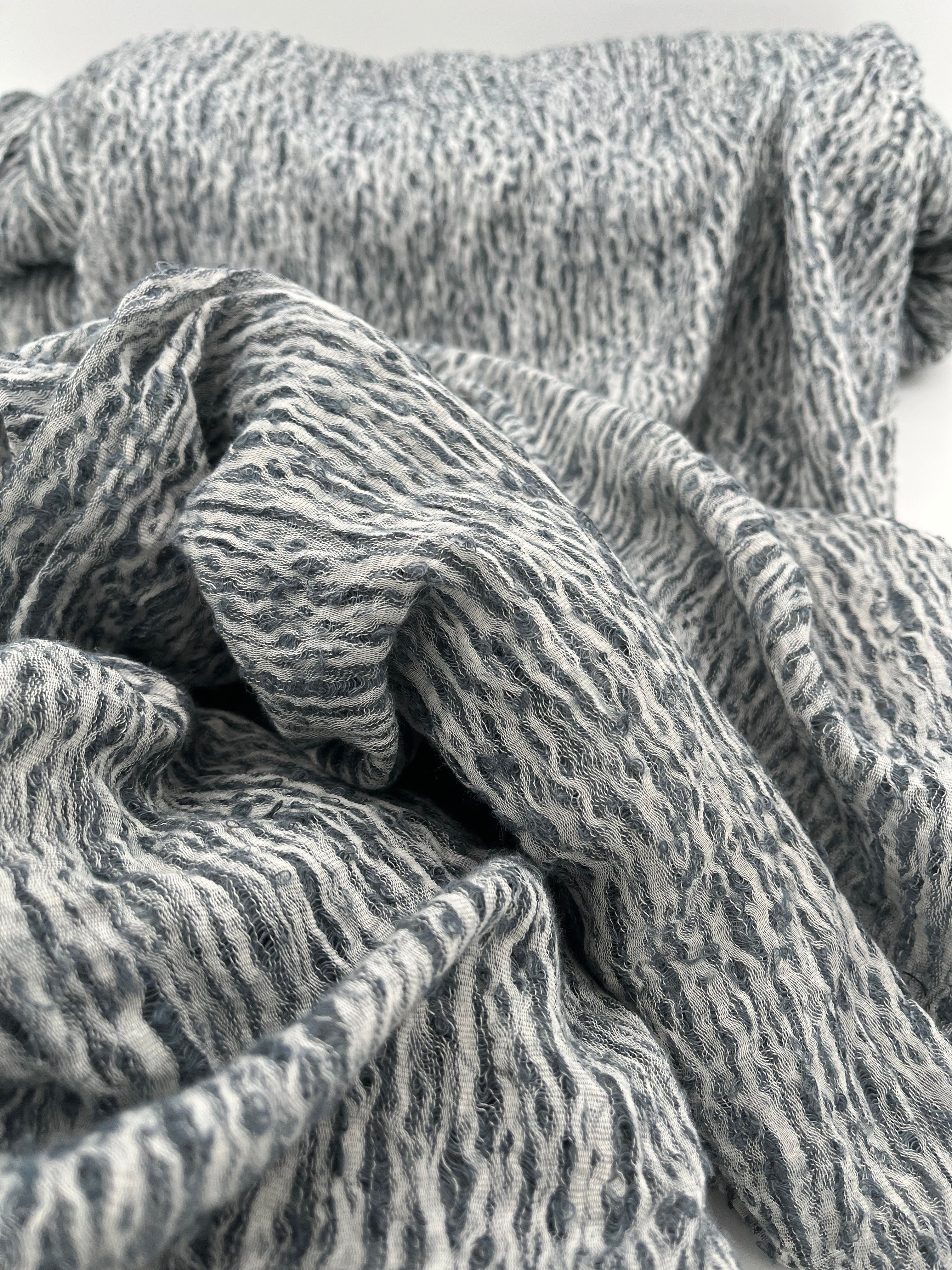 Bluish Gray Linen Fabric By The Yard Textured Handloom Semi-Sheer Natural Fabrics.