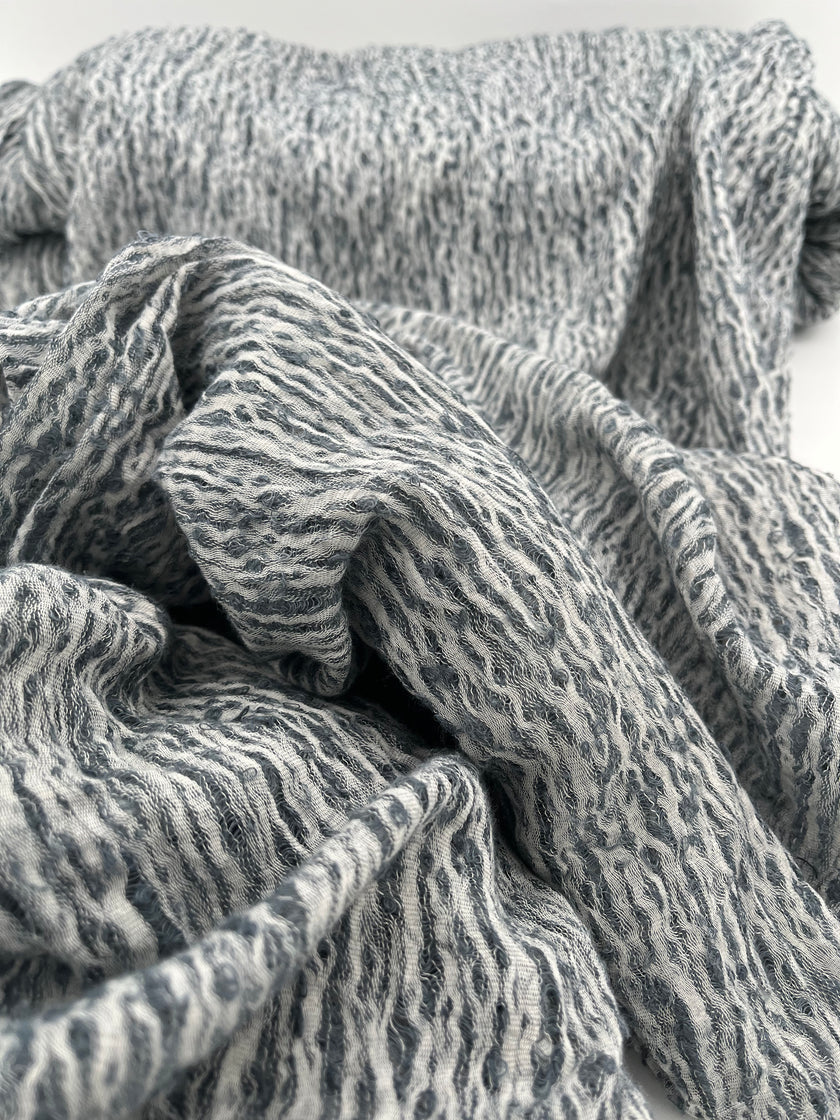 Metre Kare Mavi Gri Keten Kumaş, Organik Pamuklu Kumaş, Dokulu El Dokuma Yarı Şeffaf Doğal Kumaşlar.