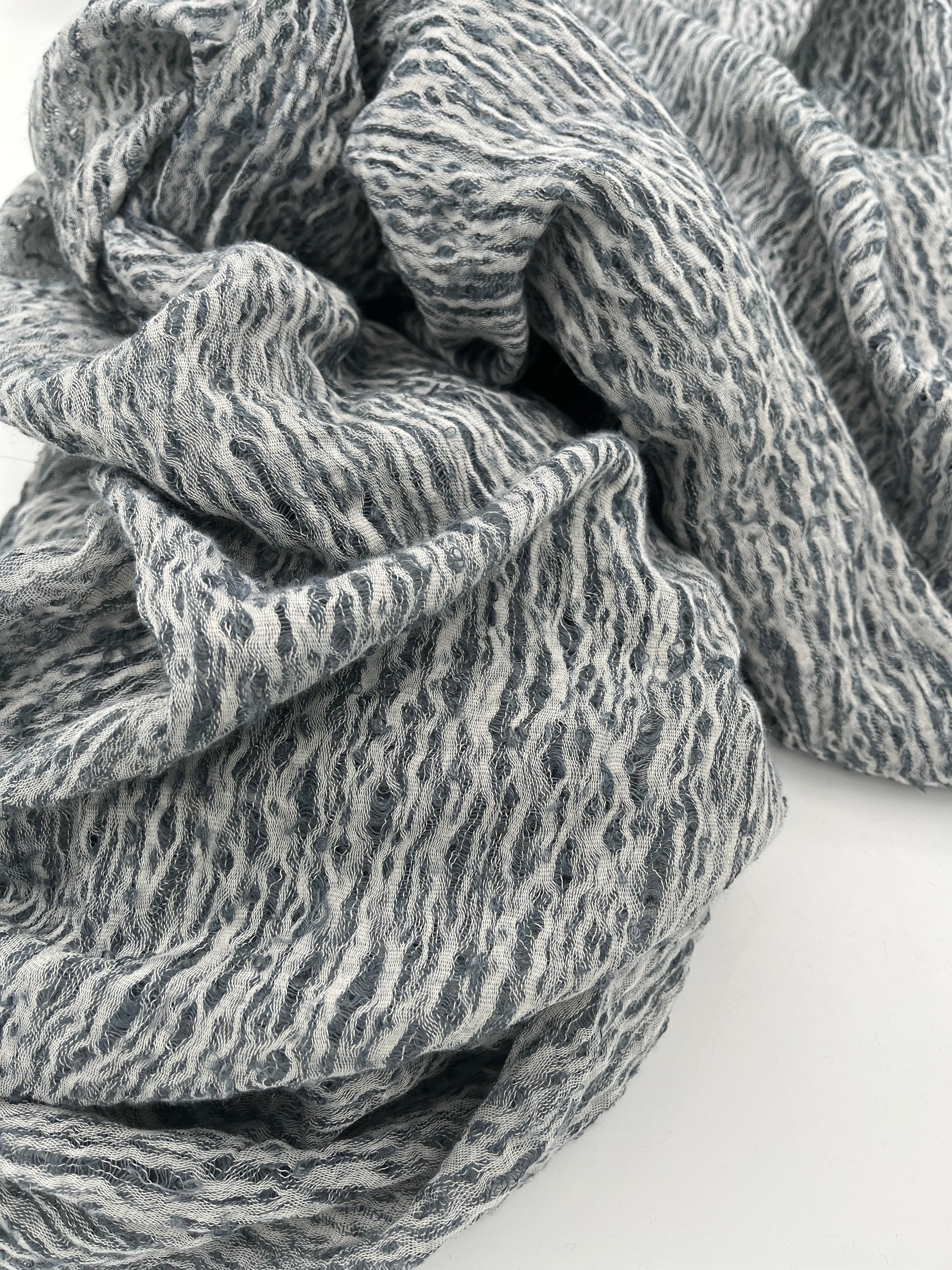 Bluish Gray Linen Fabric By The Yard Textured Handloom Semi-Sheer Natural Fabrics.