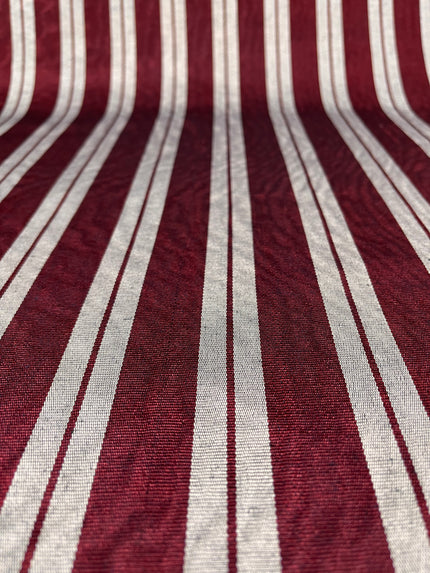 Siver Gray Burgundy Striped Silk Home Textile Interior Fabric Moire.
