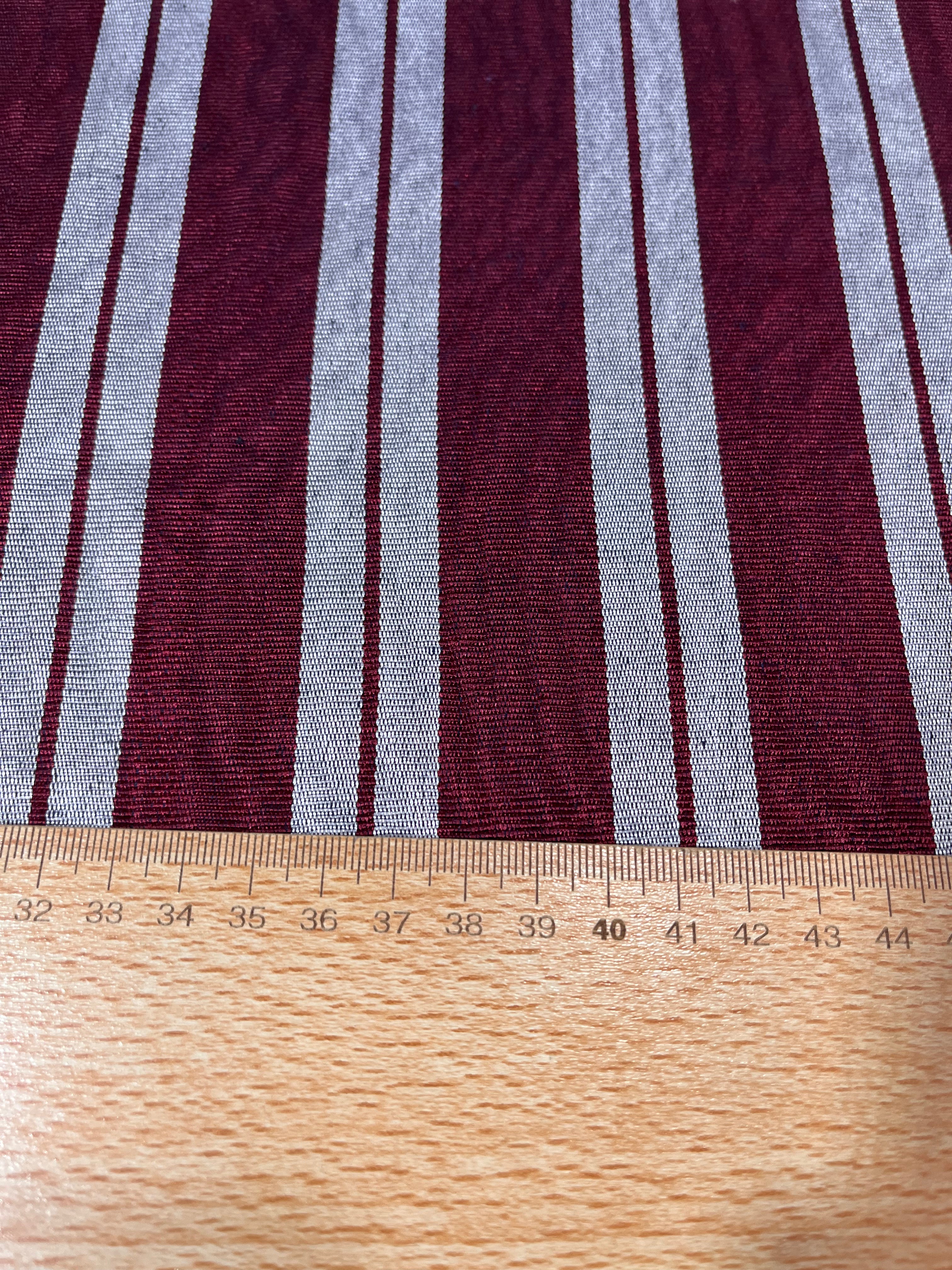 Siver Gray Burgundy Striped Silk Home Textile Interior Fabric Moire.