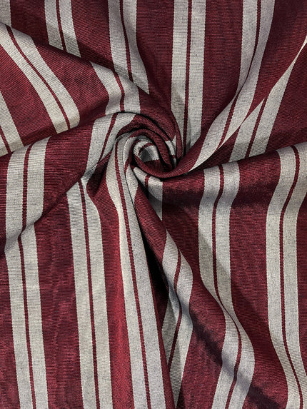 Siver Gray Burgundy Striped Silk Home Textile Interior Fabric Moire.