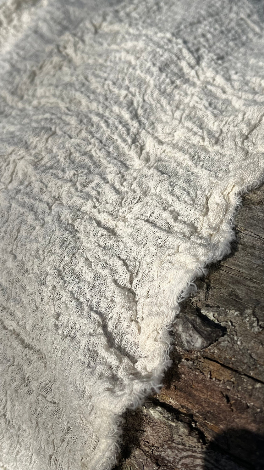 Stretchy Crinkle Cotton Fabric, Textured Surface.