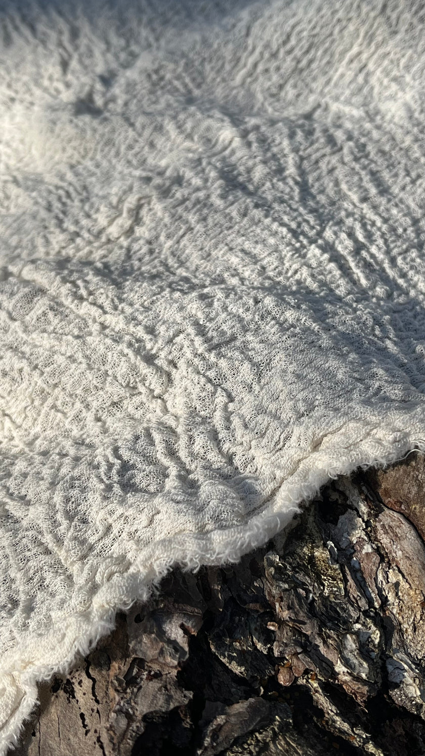 Stretchy Crinkle Cotton Fabric, Textured Surface.