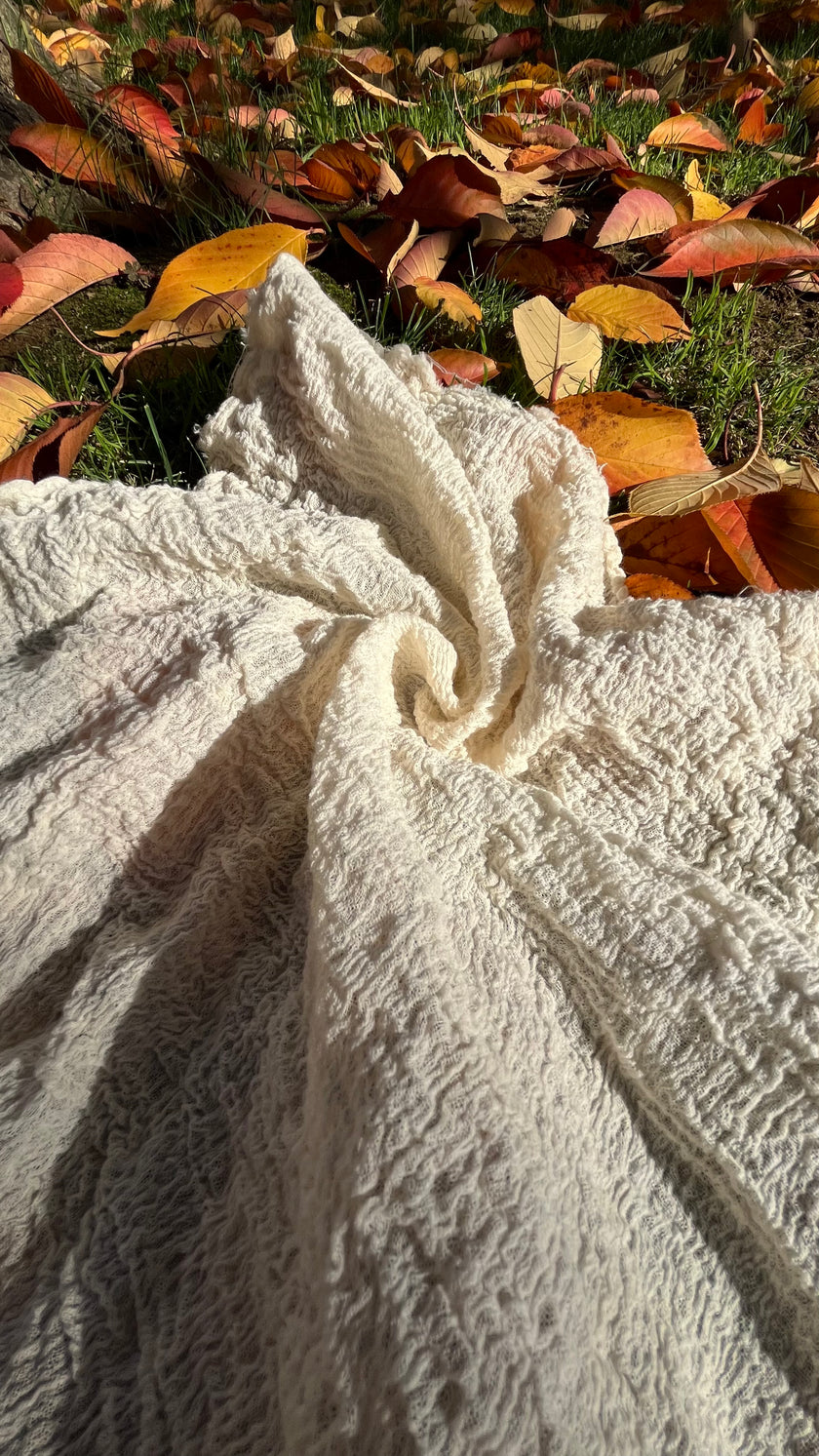 Stretchy Crinkle Cotton Fabric, Textured Surface.