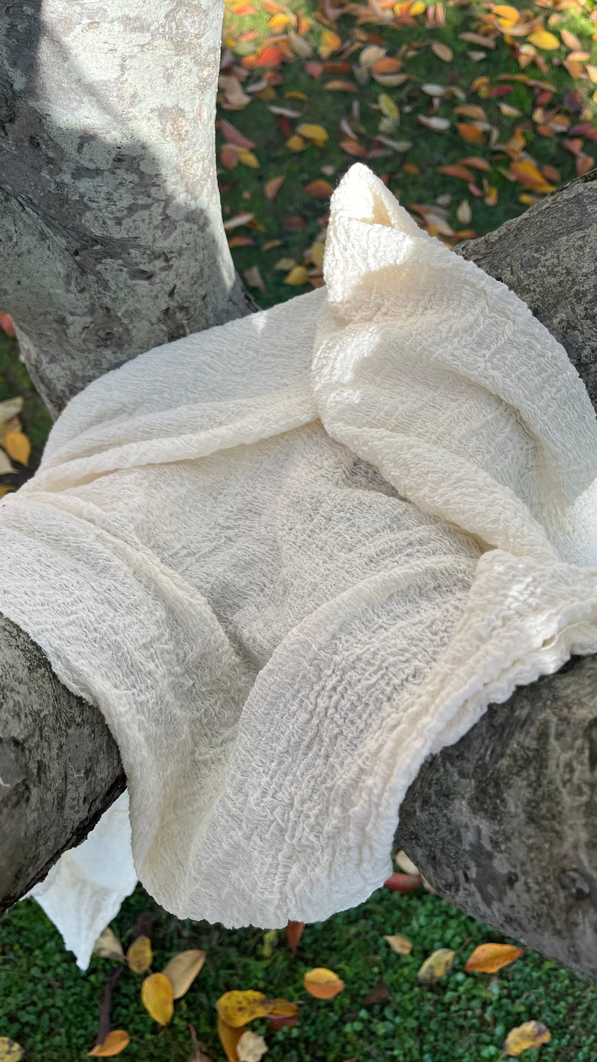 Stretchy Crinkle Cotton Fabric, Textured Surface.