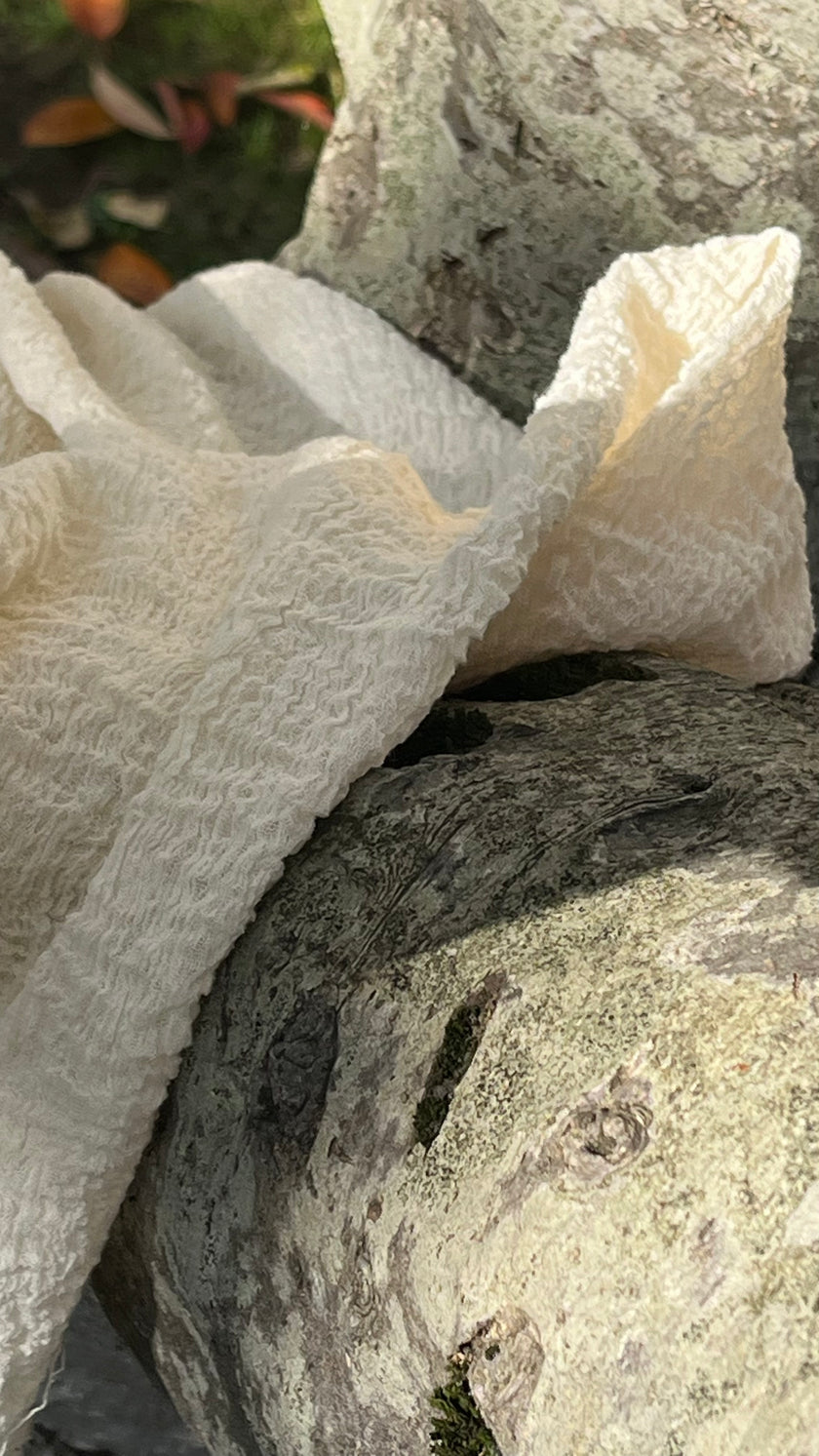 Stretchy Crinkle Cotton Fabric, Textured Surface.