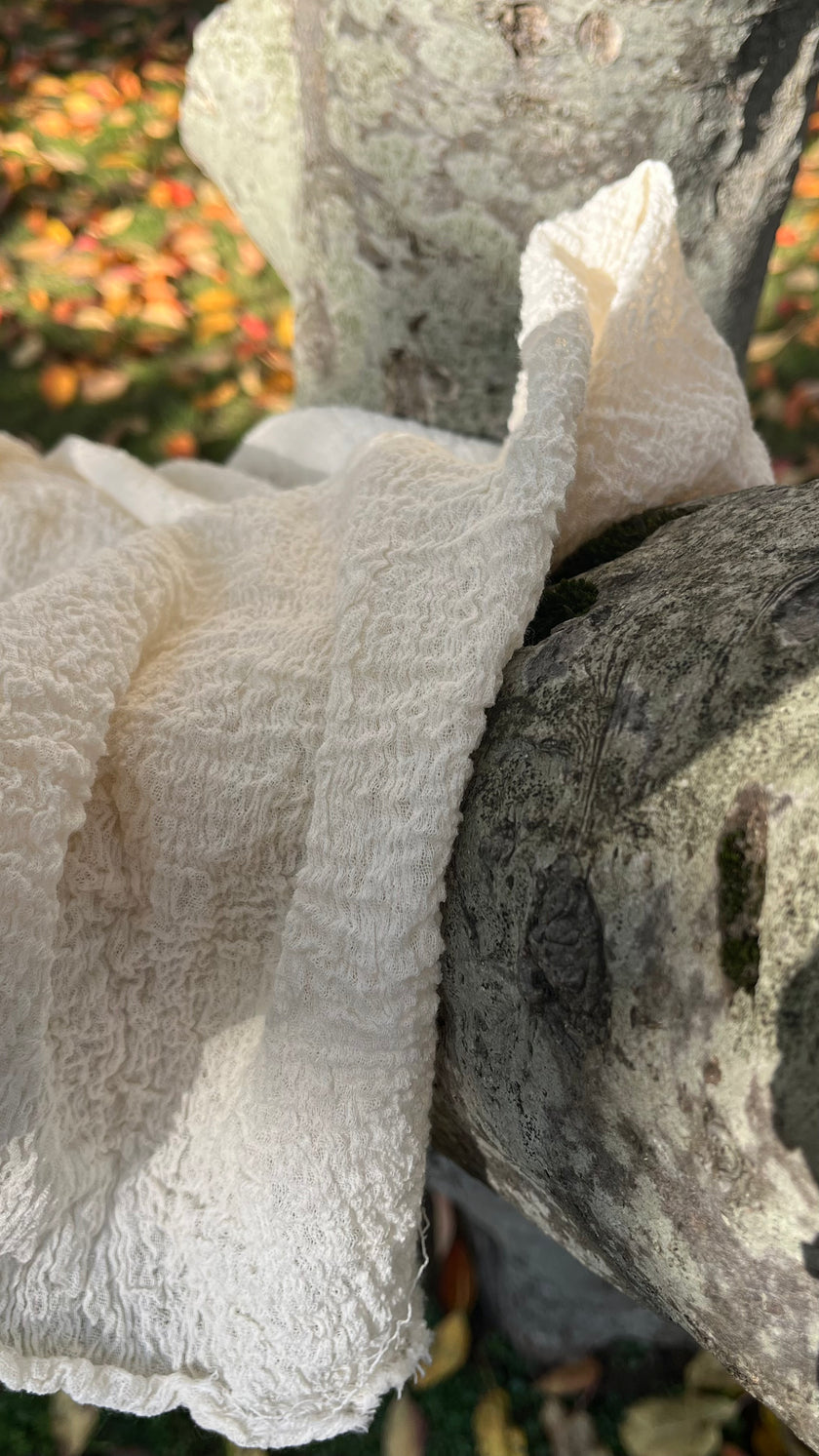 Stretchy Crinkle Cotton Fabric, Textured Surface.